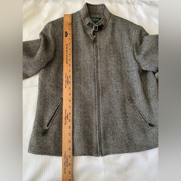 Lauren Ralph Lauren Wool Alpaca Spring casual Jacket size 12, herringbone  print - Picture 3 of 14
